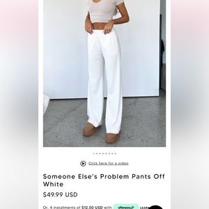 Off white wide leg comfy pants
